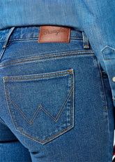 Damskie Spodnie Jeansowe Wrangler Bootcut Vintage Blue 112356394